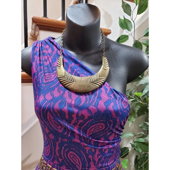 Kouture By Kimora Purple One Shoulder Polyester Knee Length Dress Large - Picture 5 of 11